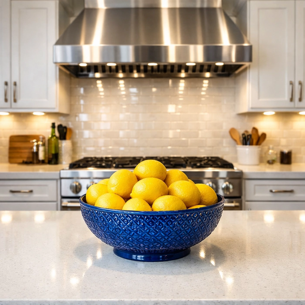 Sparkling luxury kitchen in Bolton featuring deep-cleaned stainless steel appliances and quartz countertops.