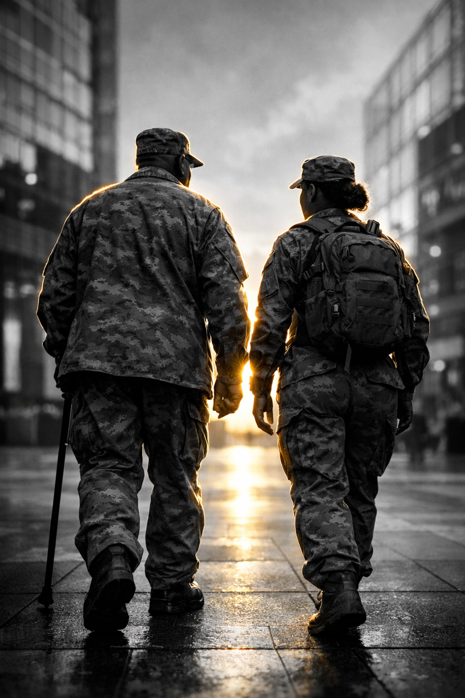 African American veterans walking together toward a future of faith and purpose.