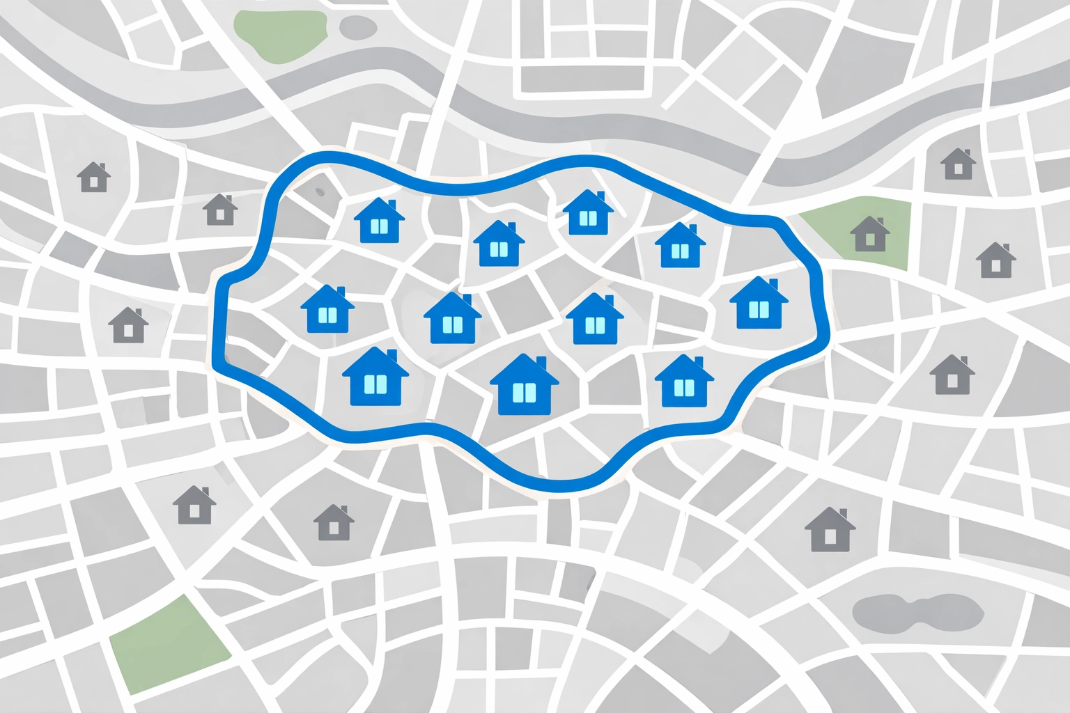 Hyper-local political ad targeting map showing precision reach to voters in a specific district.
