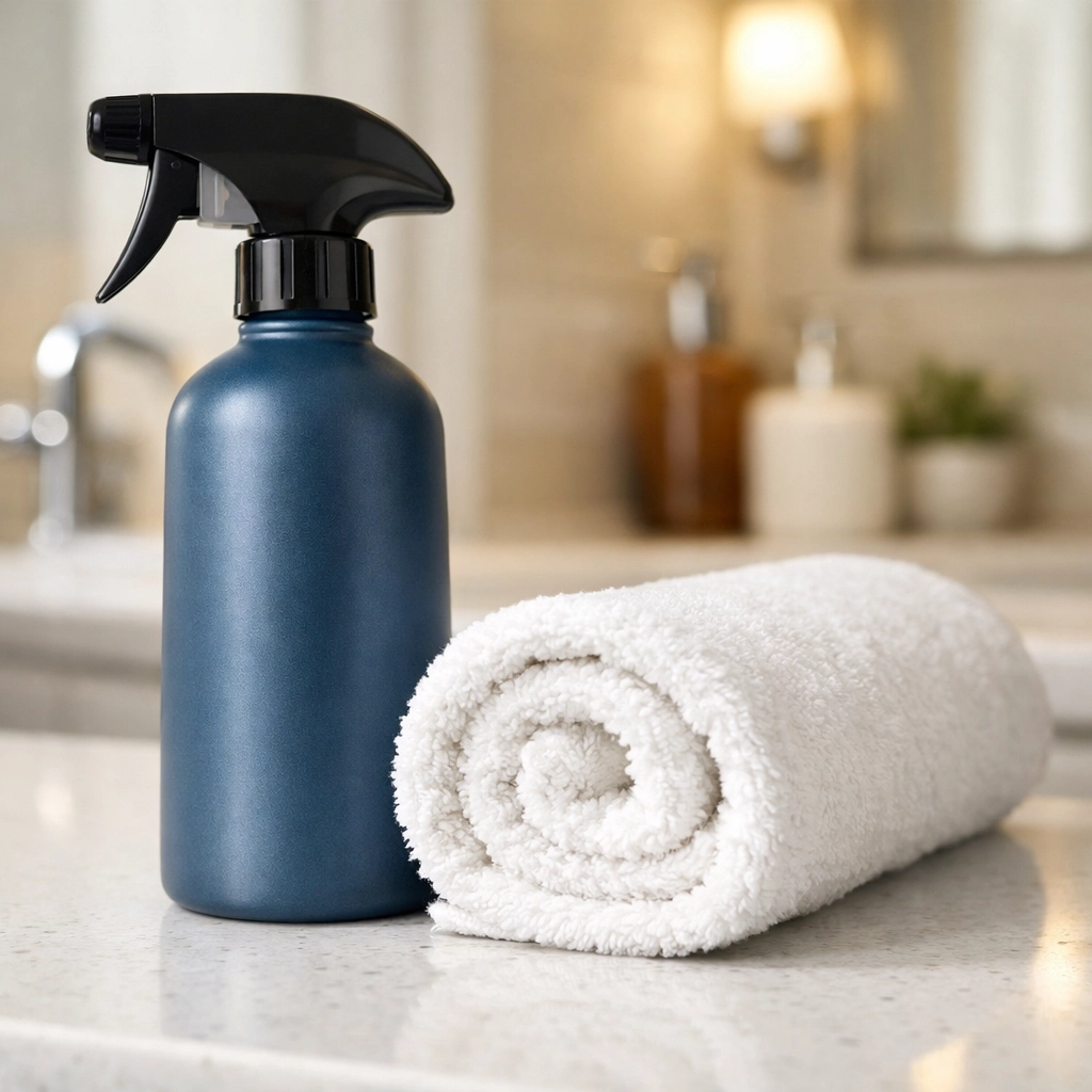 Eco-friendly cleaning supplies used for a safe and healthy move-in deep clean in a new home.