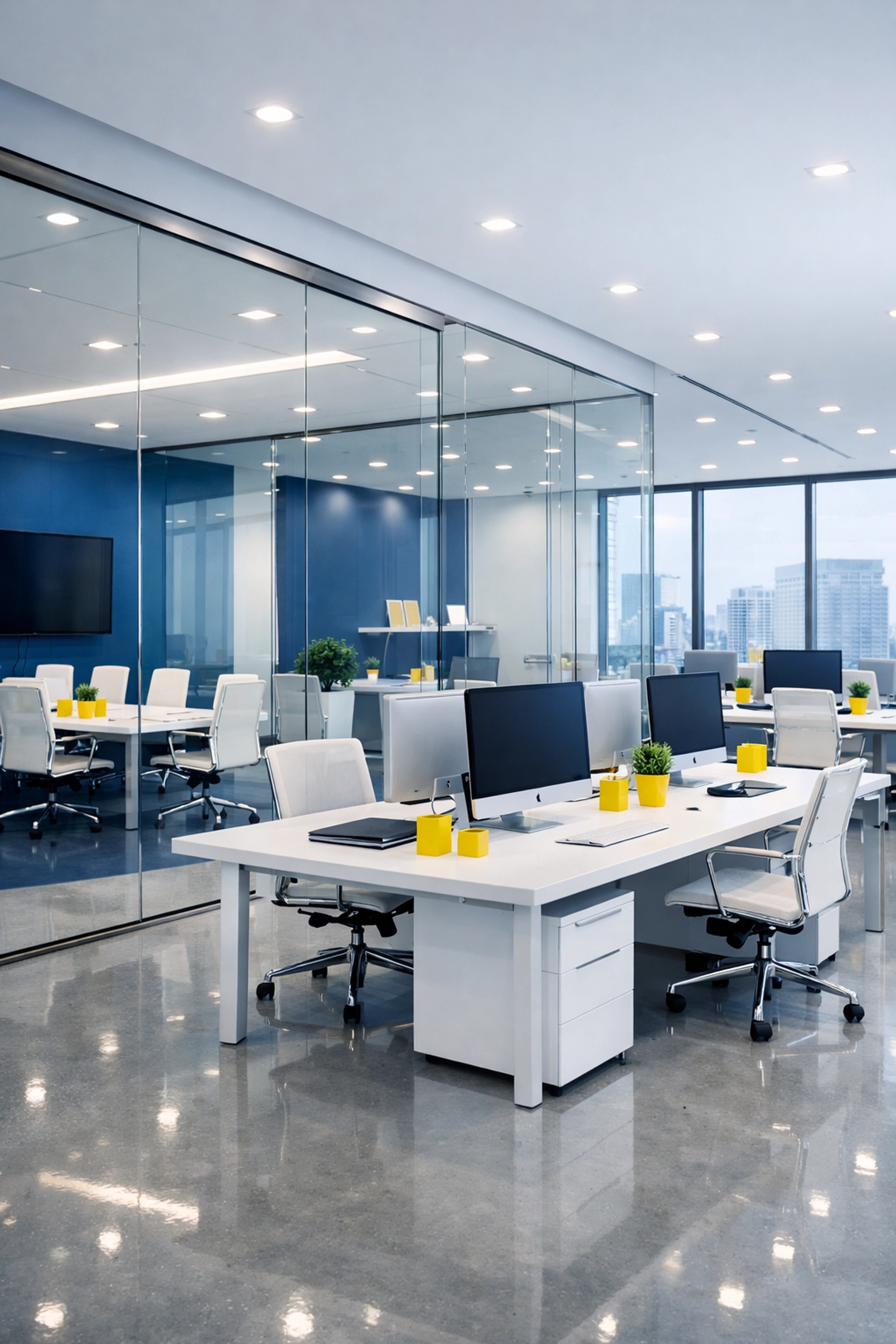 Pristine office space in Massachusetts after a professional commercial deep cleaning service for local businesses.