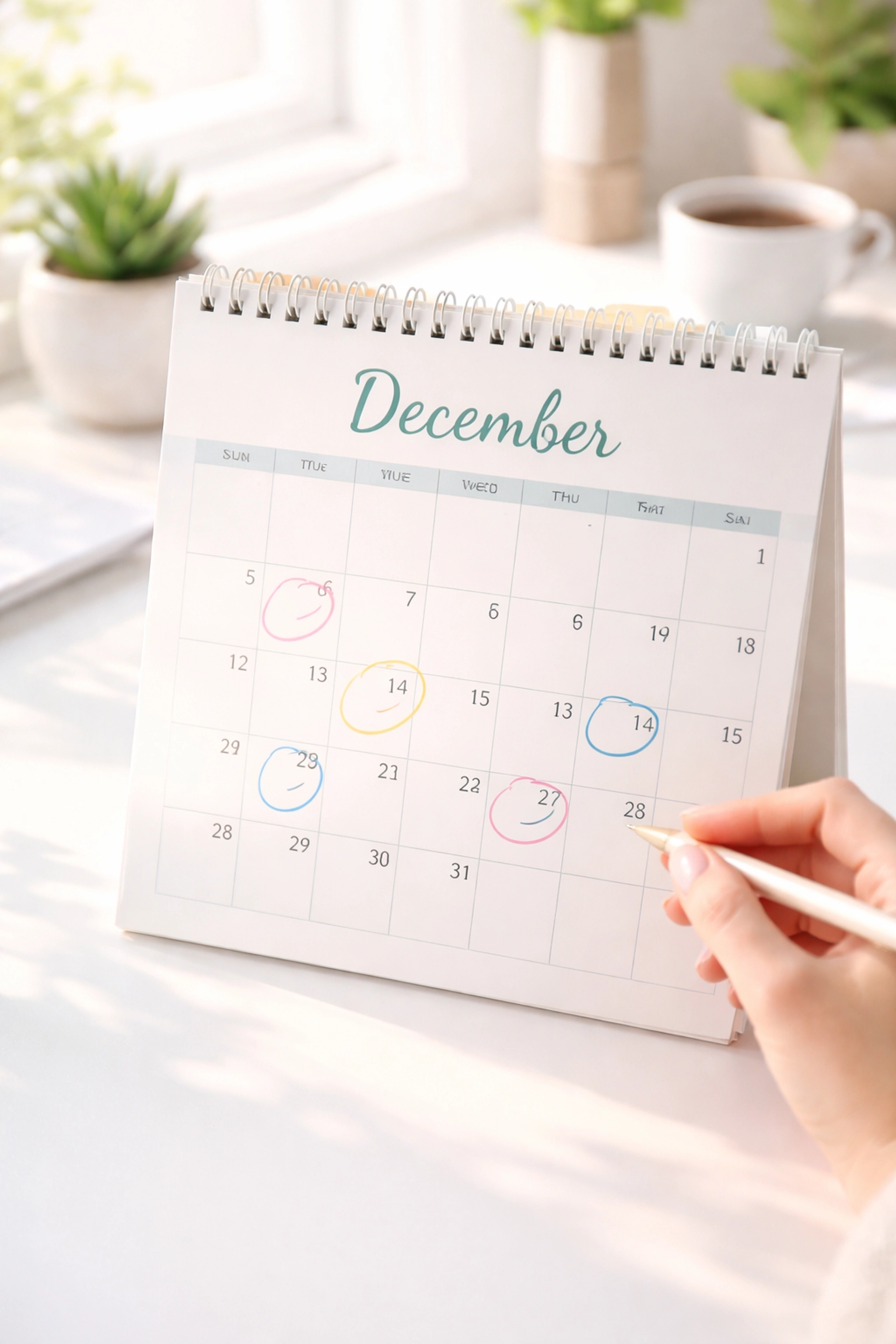Woman marking dental benefits deadlines on a calendar, highlighting yearly use-it-or-lose-it insurance coverage.