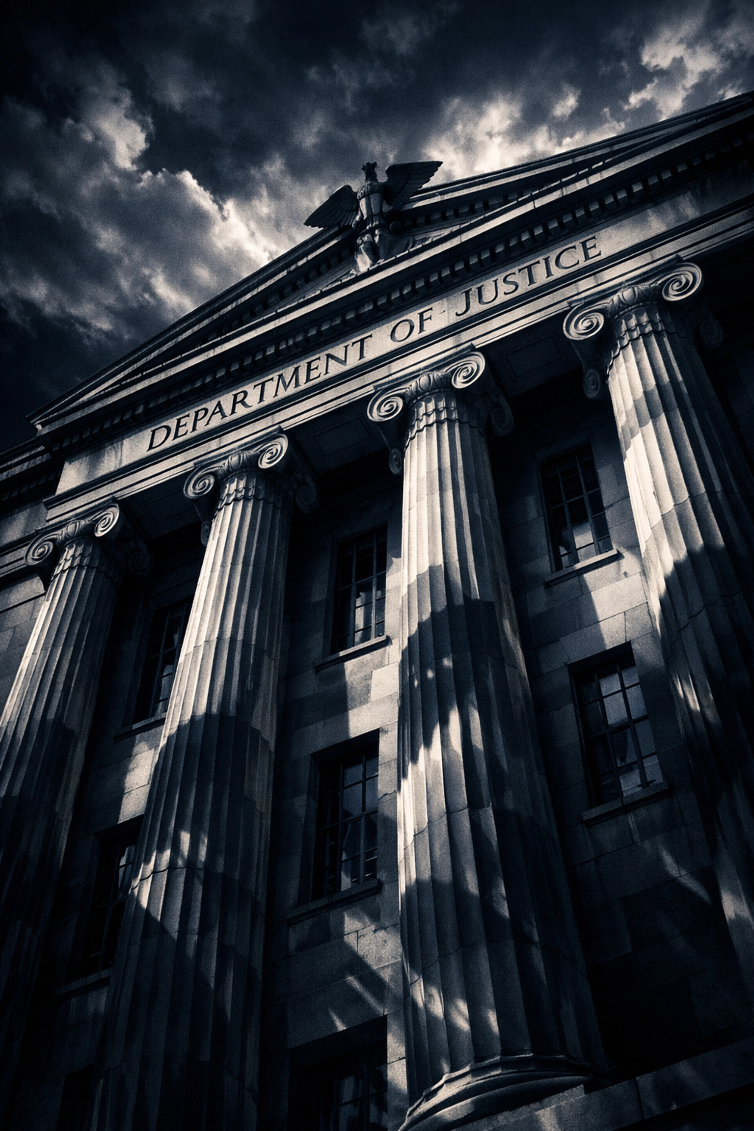 Department of Justice building facade representing institutional integrity