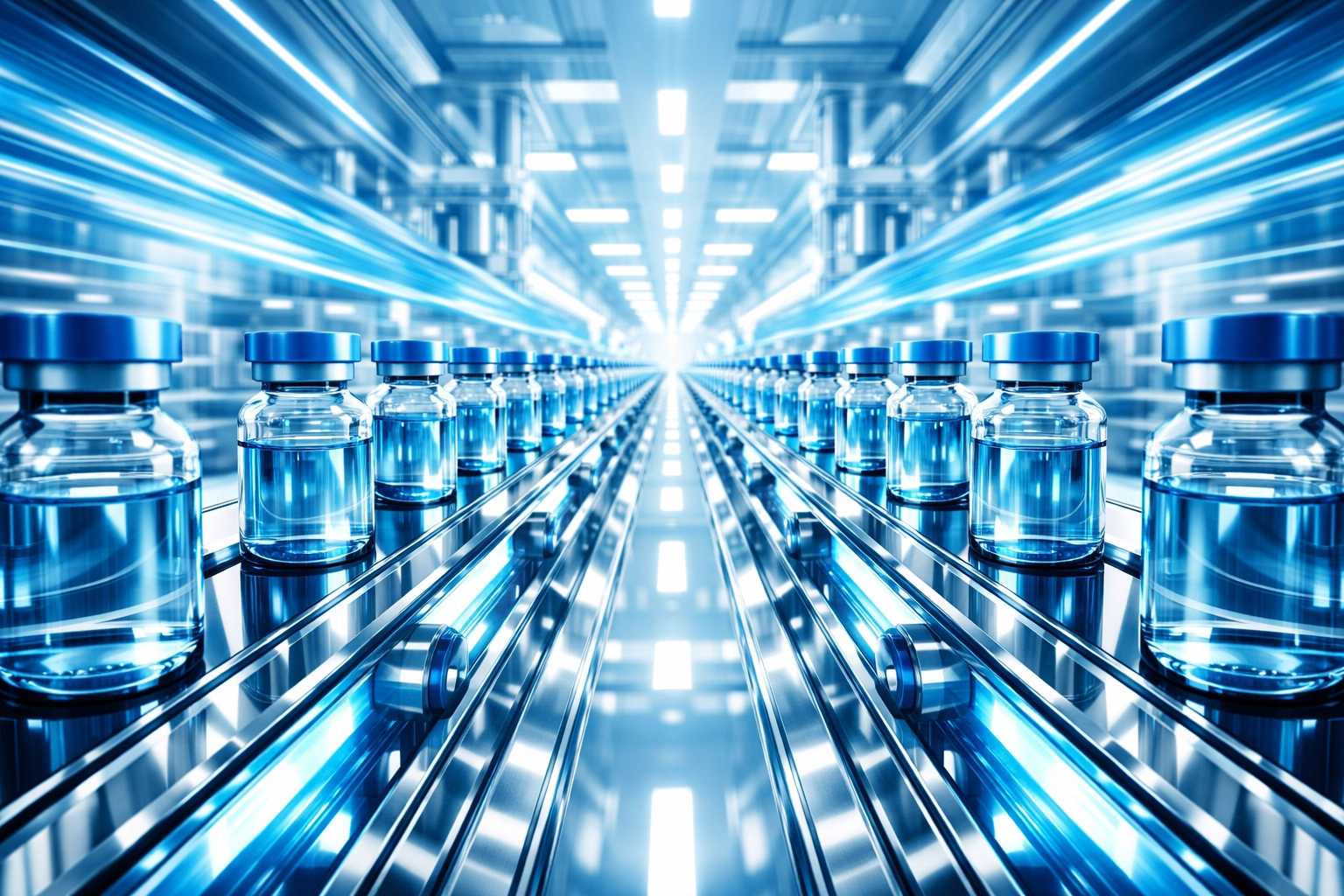 Automated pharmaceutical distribution line showcasing efficient direct-sourcing for high-purity peptides.