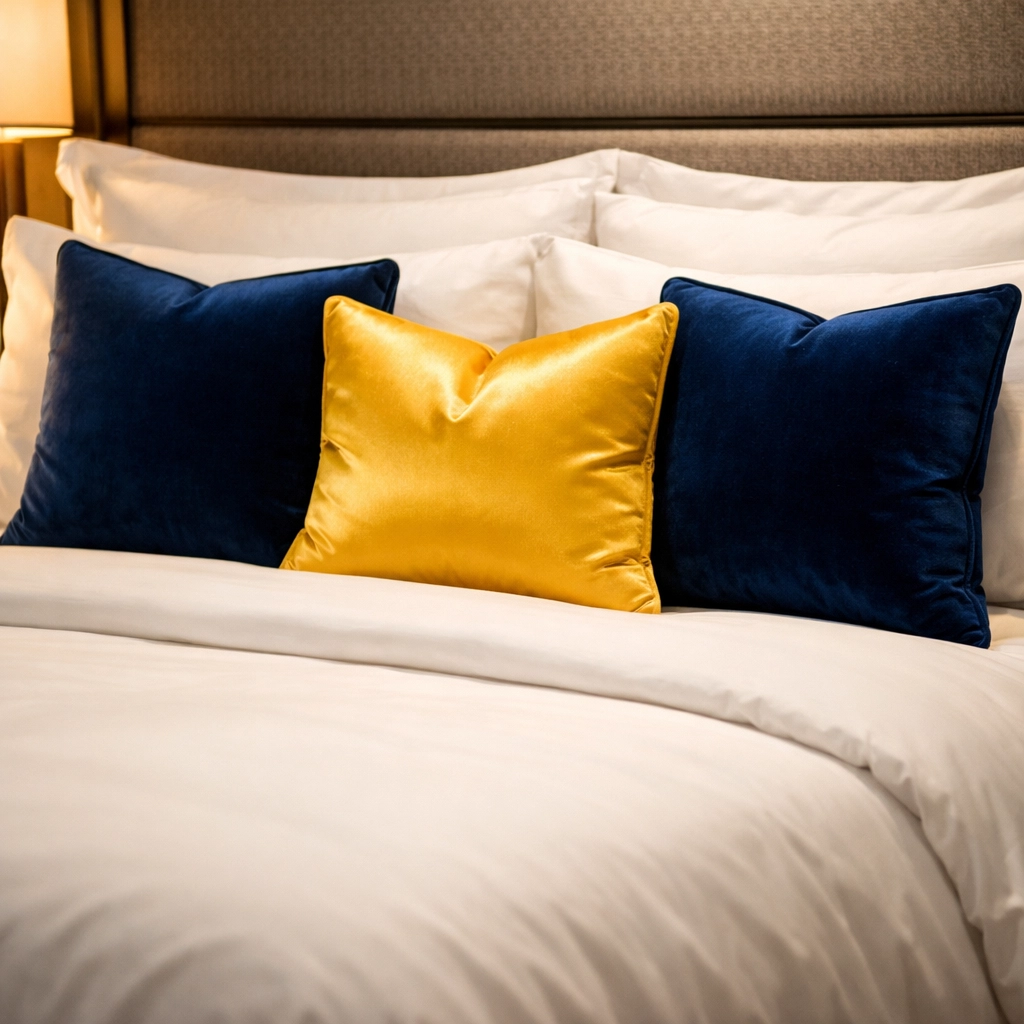 Professional bed-making in a Hopkinton master suite showing elite attention to detail and luxury housekeeping standards.