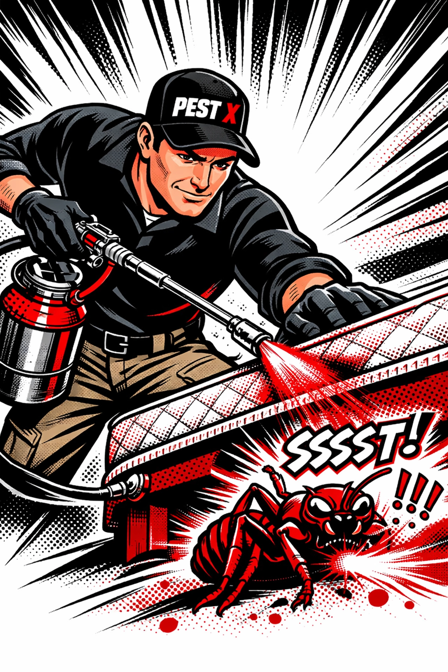 Professional Pest X technician performing bed bug treatment in Alabama bedroom