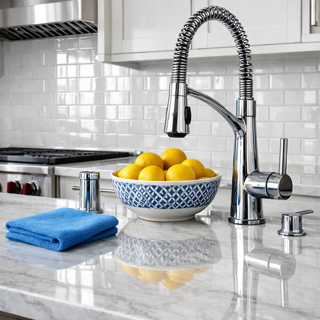 Spotless luxury kitchen after professional House Cleaning Services Worcester MA showing deep cleaned surfaces.