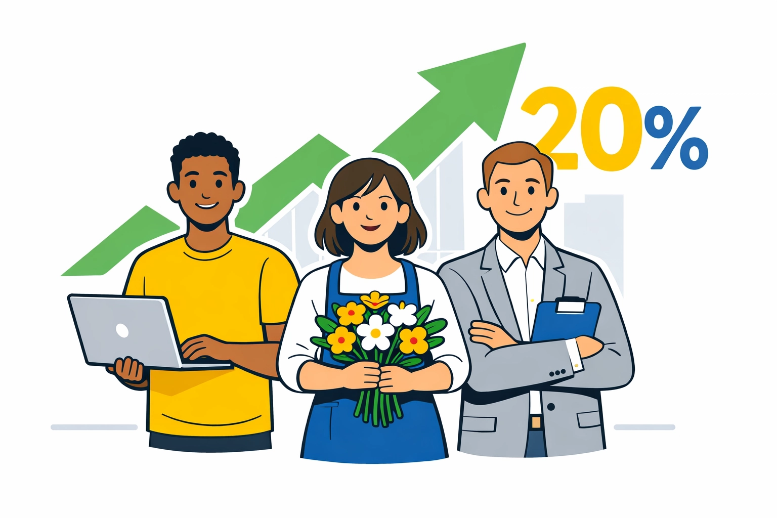 New Haven small business owners with a 20% QBI deduction symbol for 2026 business tax updates.