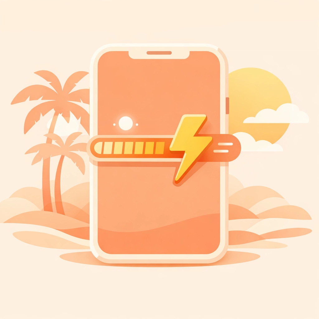 Fast loading mobile website icon with a lightning bolt symbol and tropical palm trees in SWFL.