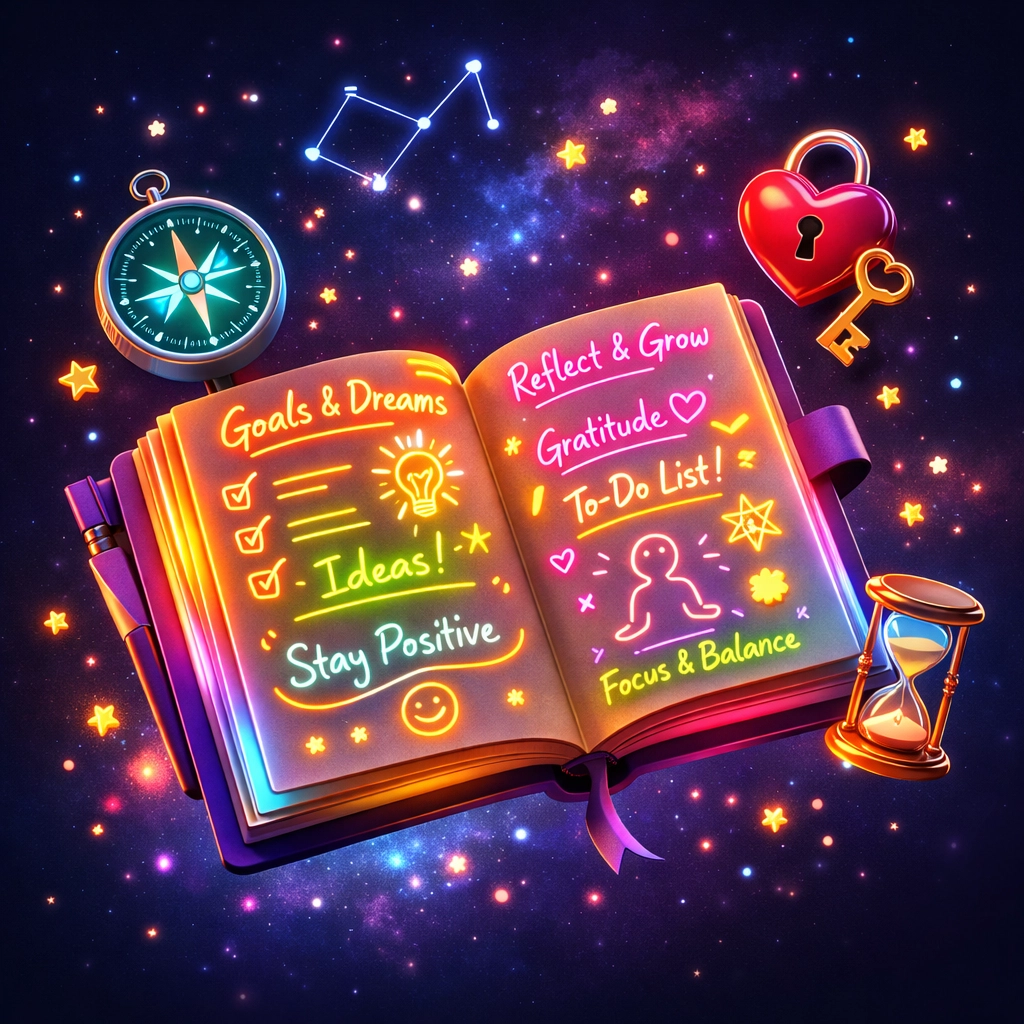 Open journal with dating goals symbolizing clarity and intention in relationships