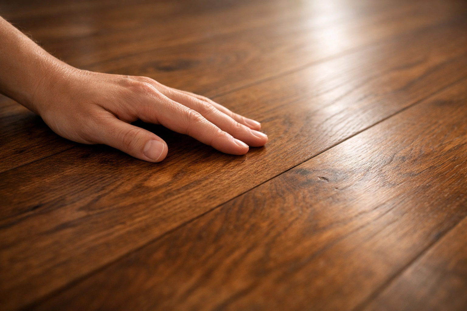 Close-up of professionally finished hardwood flooring installation in Chicago