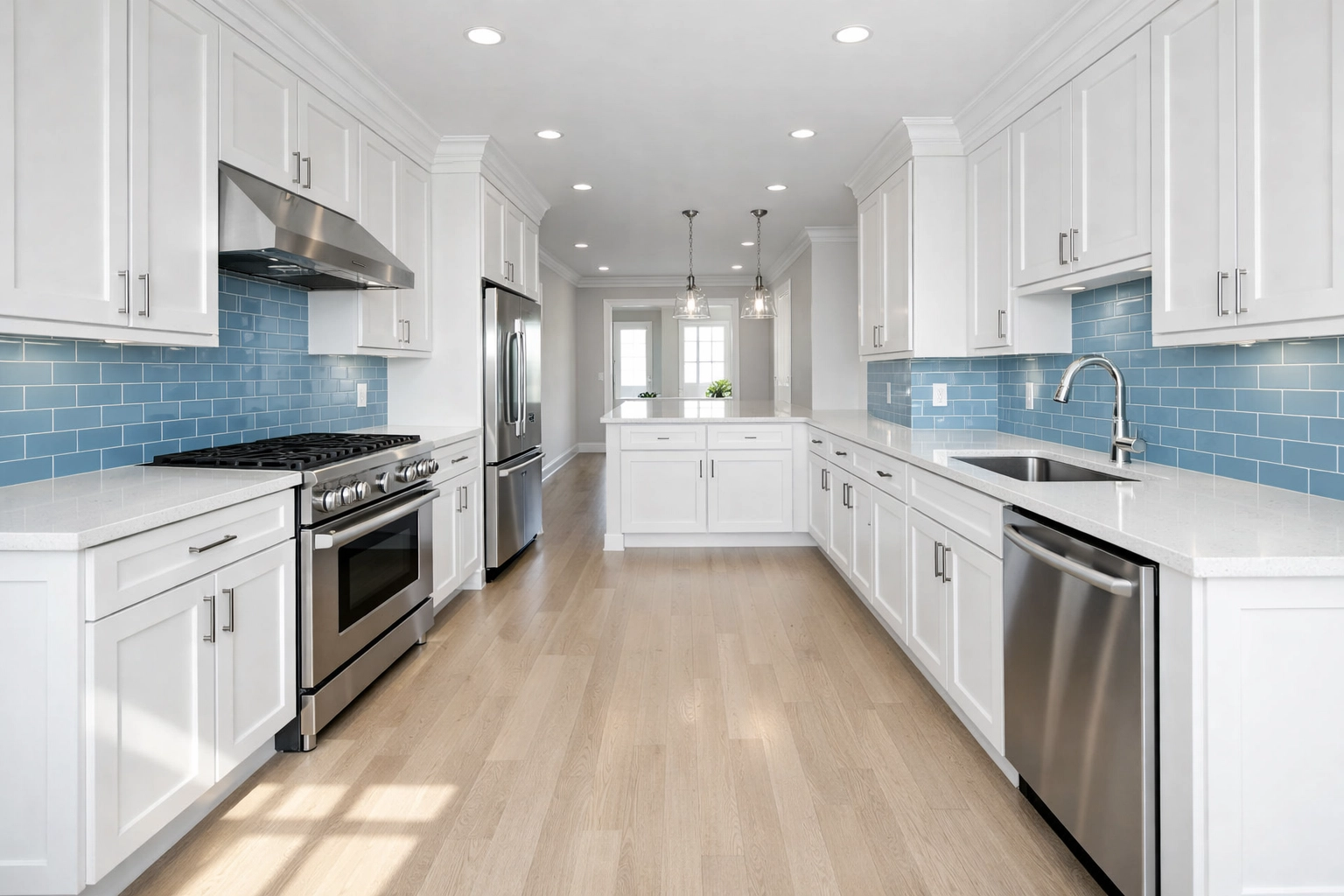 A spotless, empty kitchen ready for new owners after Professional House Cleaning in Sterling, MA.