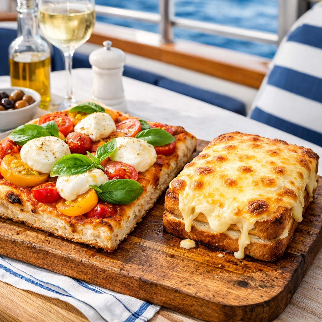 Artisanal Roman-style pizza and toasted sandwiches served at Seabourn's updated dining venues. (Photo: Seabourn)