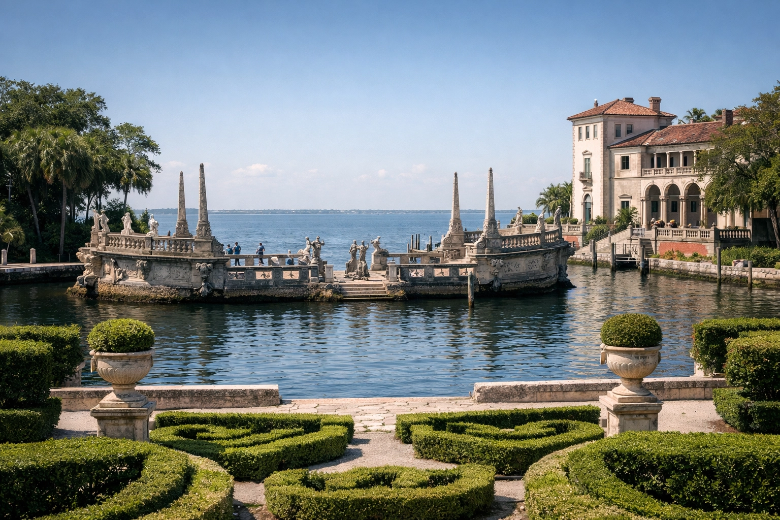 Historic architecture and lush gardens at Vizcaya Museum and Gardens, a premier Miami photography spot.
