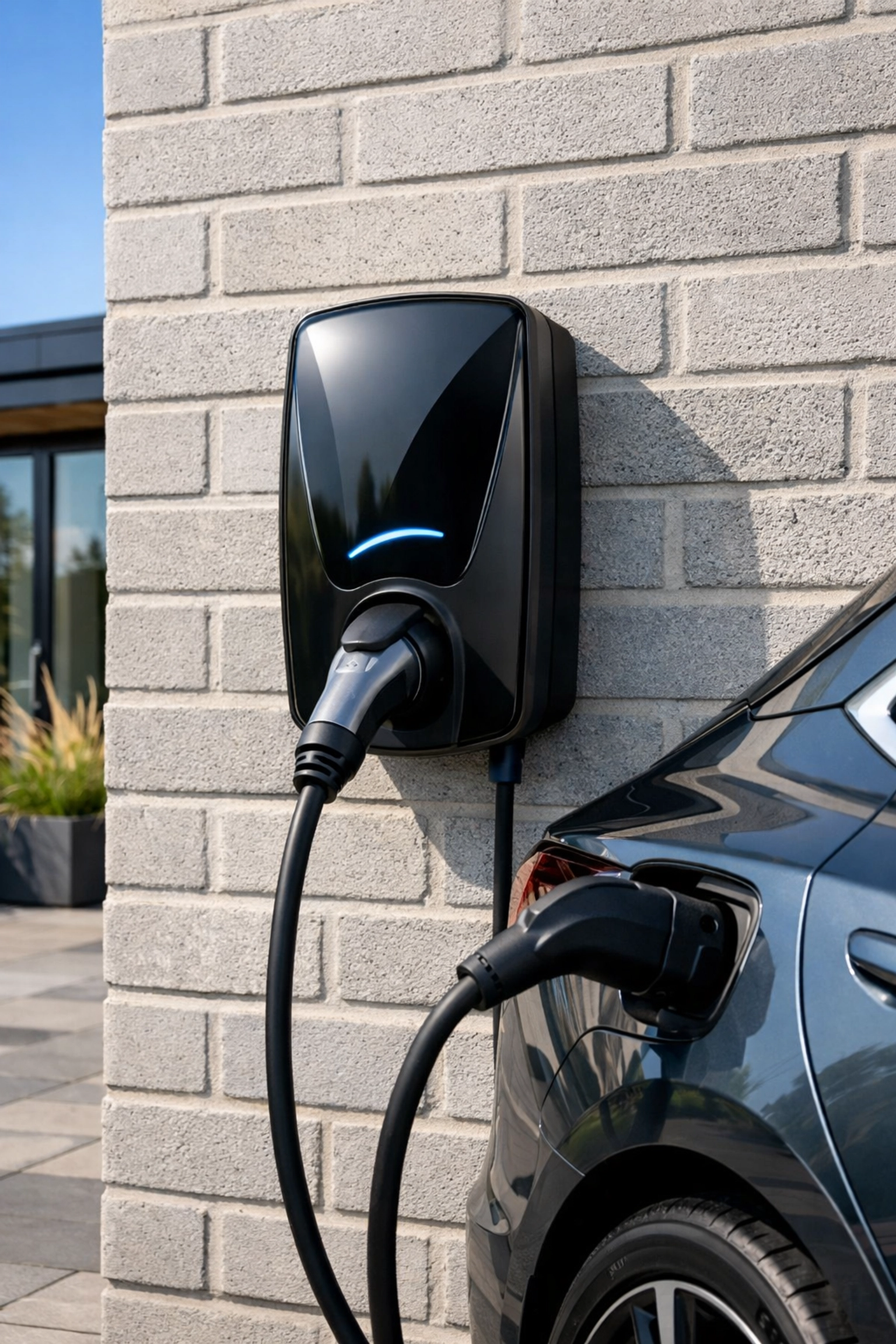 Professional EV charger installation on a home in Bournemouth for electric vehicle charging.