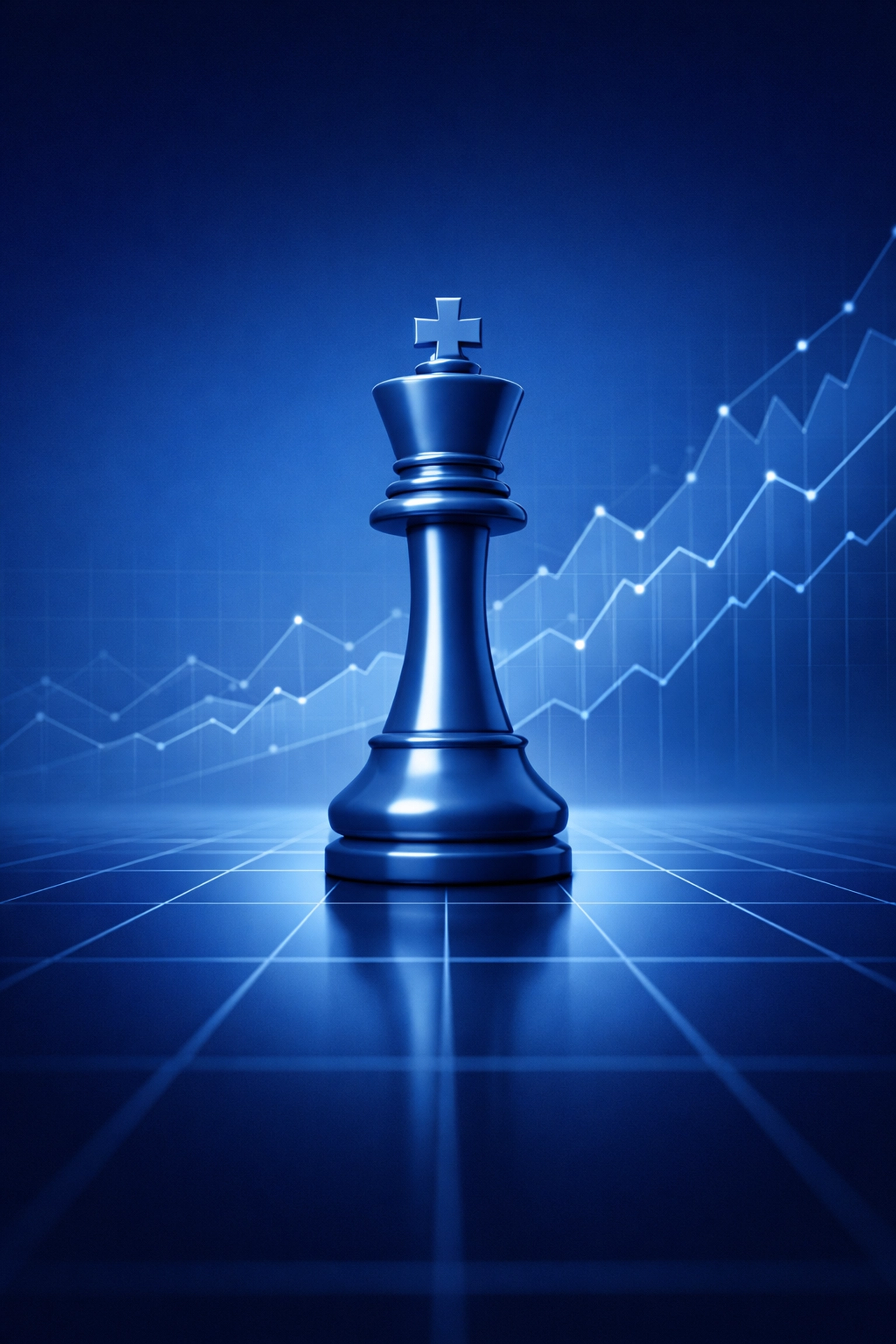 A blue chess king and rising growth lines representing strategic advisory value in accountancy practice valuations.