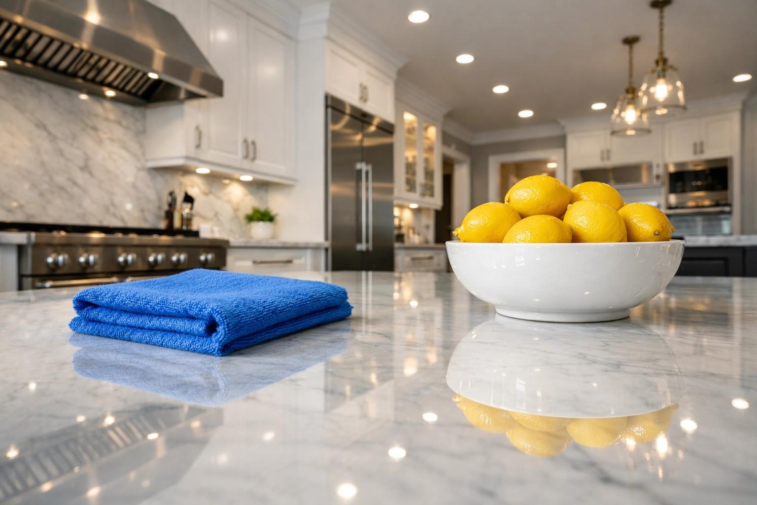 Spotless marble kitchen in Waltham showcasing detailed work from cleaning services near me.