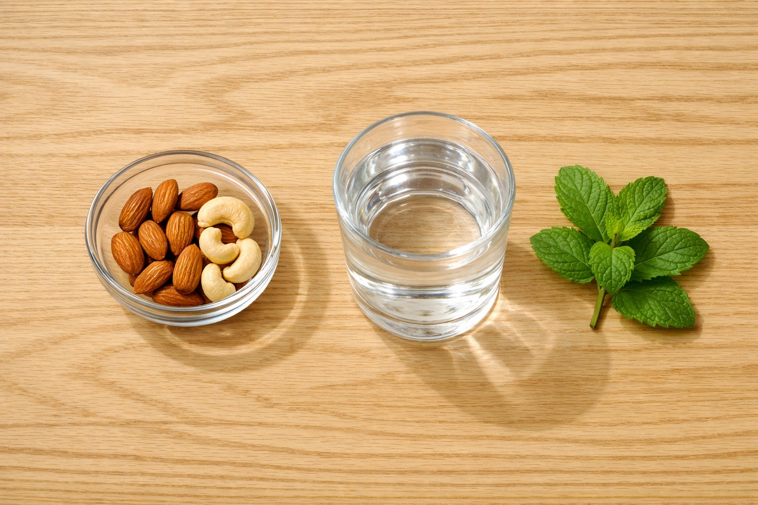 A daily serving of almonds and cashews in a bowl, promoting wellness and physical recovery as part of a routine.