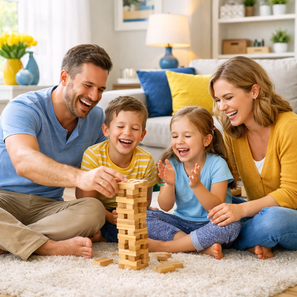 Happy family enjoying their spotless Southborough home thanks to professional house cleaning.
