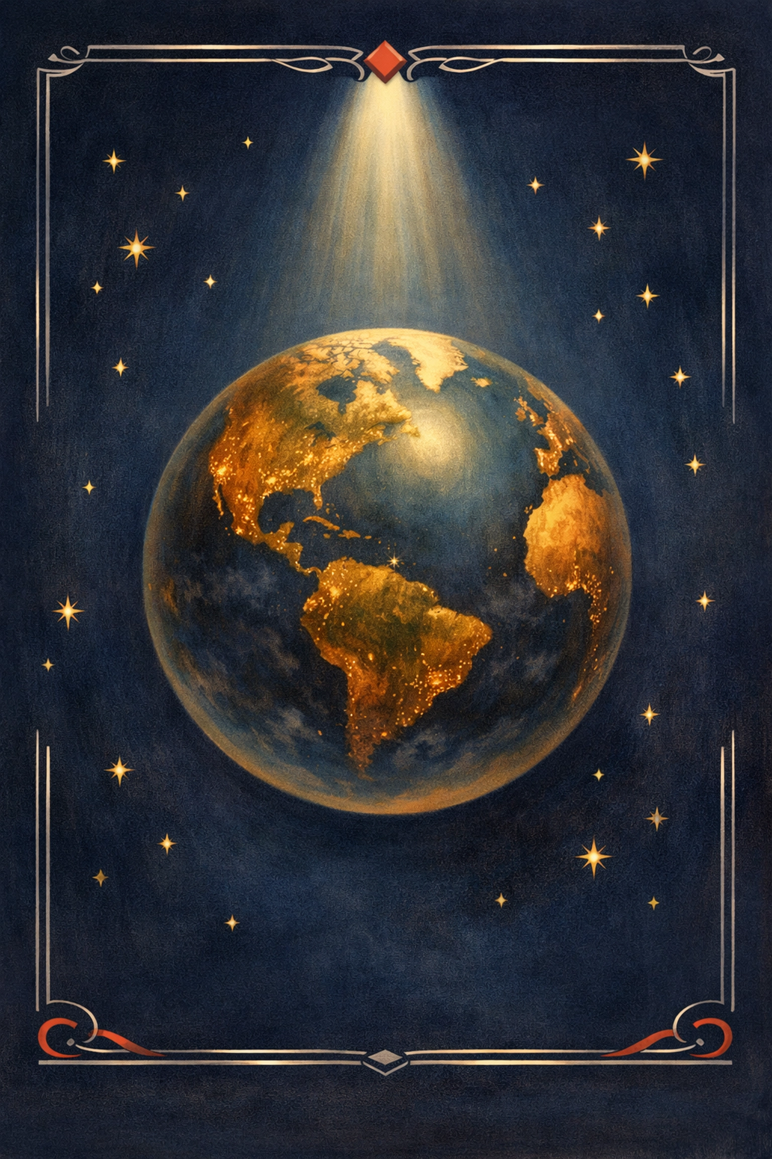 Peaceful globe at night representing today's global news and world events