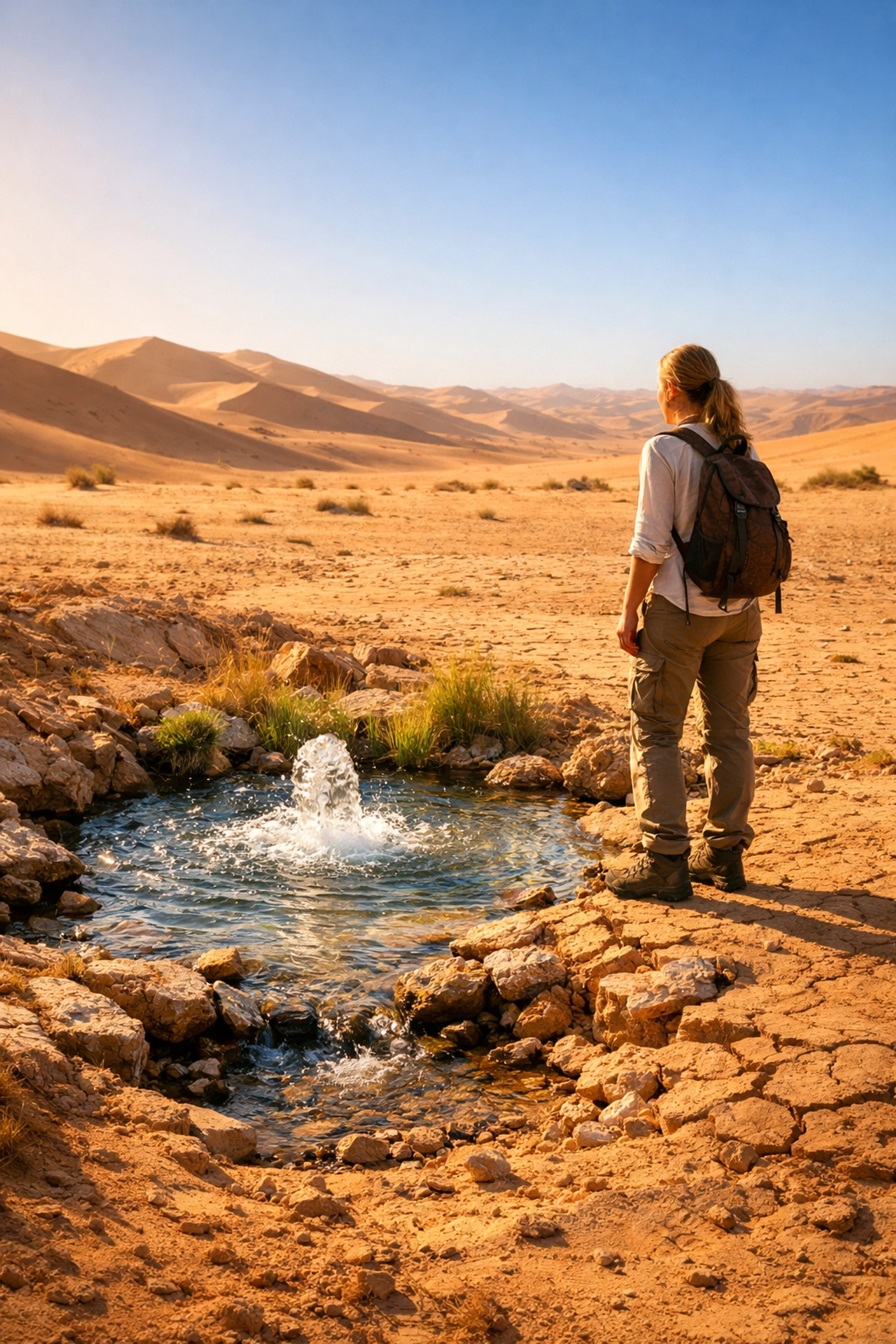 A woman finds a spring in the desert, illustrating the story of Hagar and the God who sees us in our waiting.