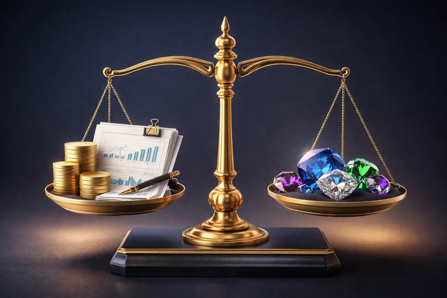 Balanced scale illustrating quality over quantity in private equity diversification for accredited investors.