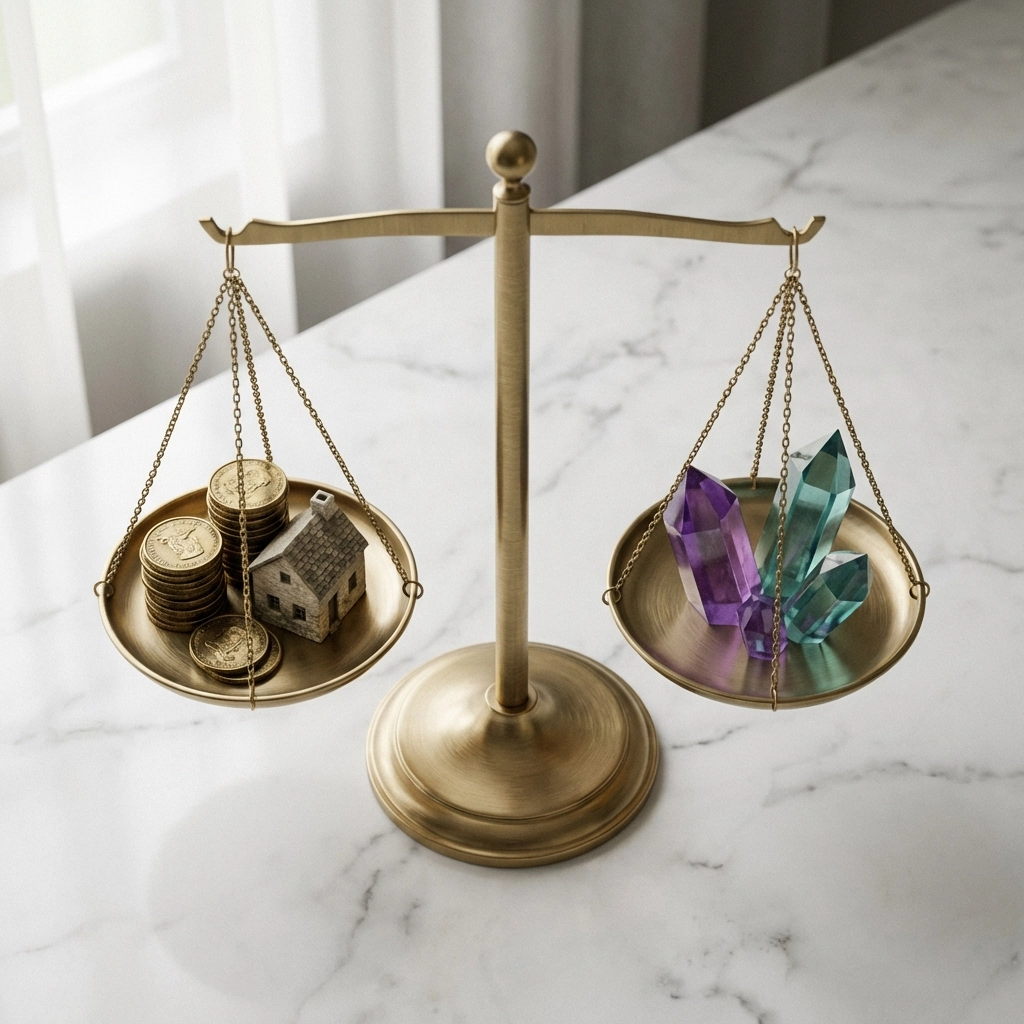 Balanced scale comparing traditional assets and alternative investments highlighting diversified portfolio strategy.