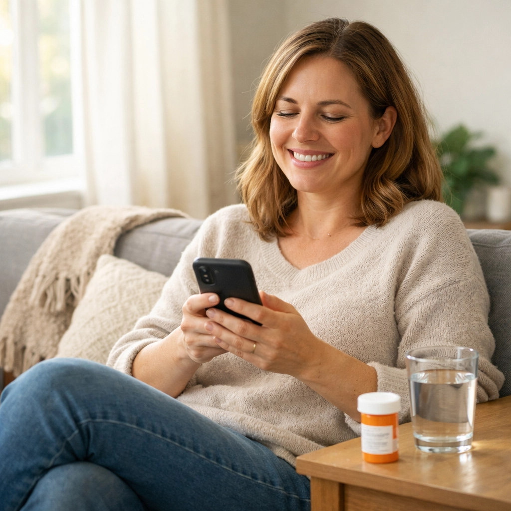 Woman relieved after receiving same day UTI antibiotics prescription through online consultation
