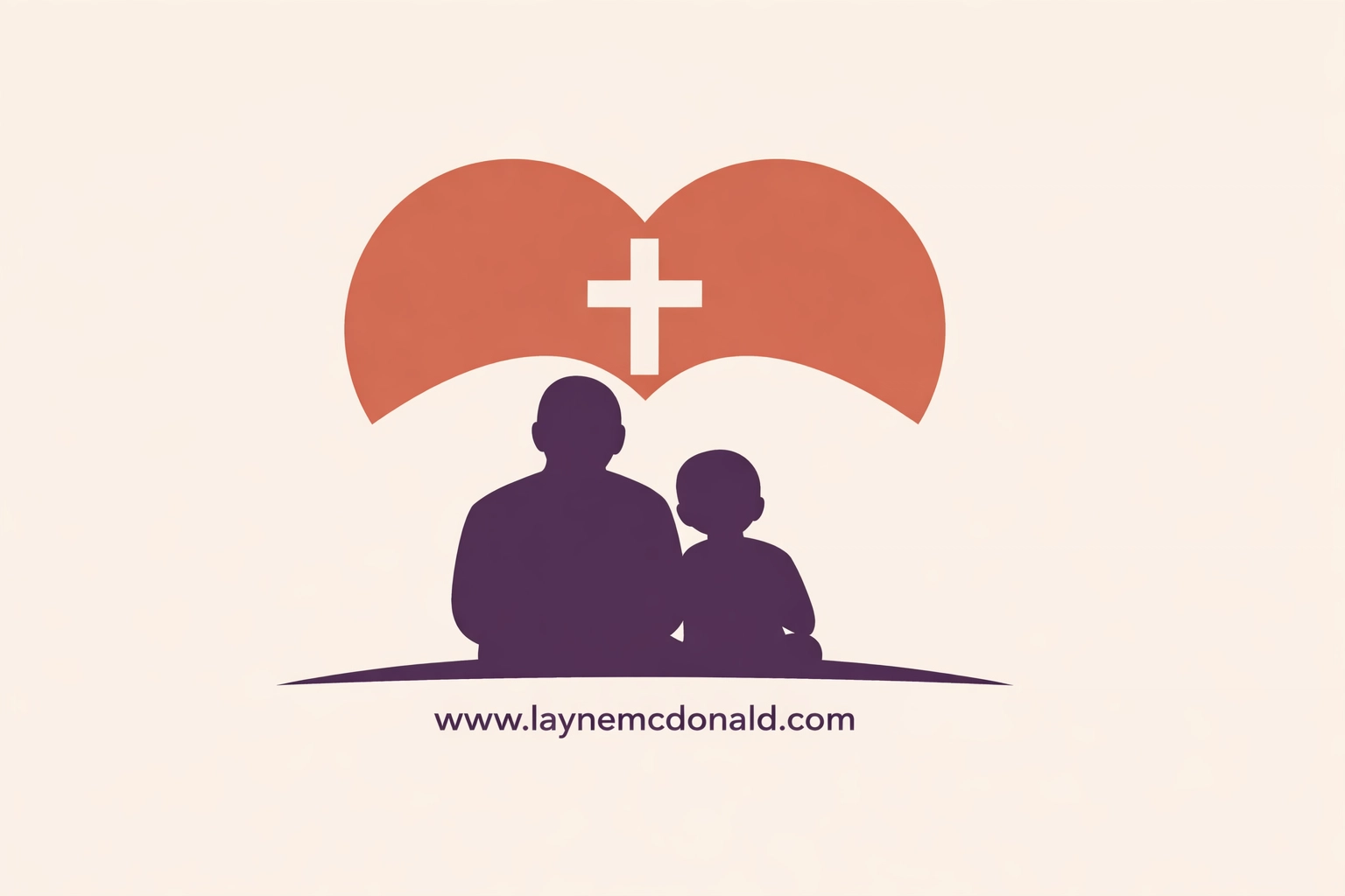 Parent and child silhouette under a protective heart and cross representing spiritual safety and faith.