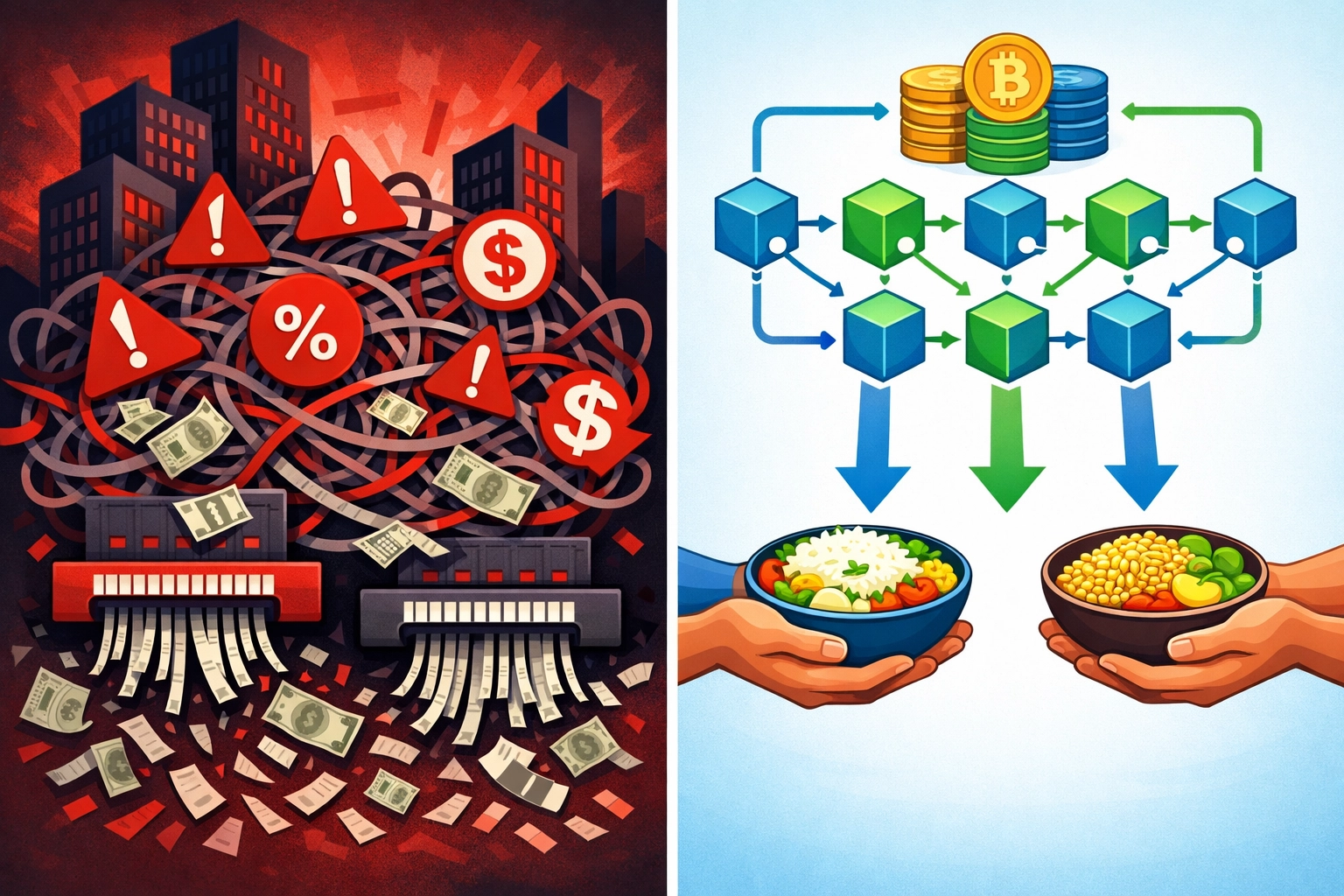 Comparison of traditional payment processor fees versus Larecoin's transparent blockchain charity allocation model