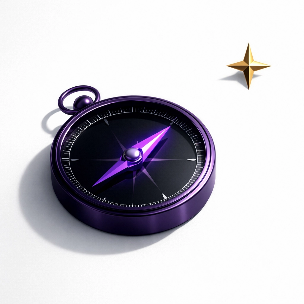 Strategic compass representing human-led financial direction and bookkeeping oversight.