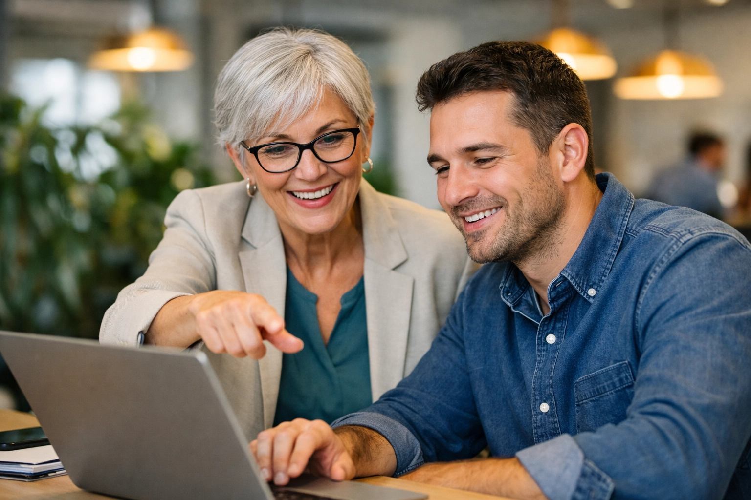 A ServiceNow consultant providing hands-on training to an employee to improve platform adoption and ROI.