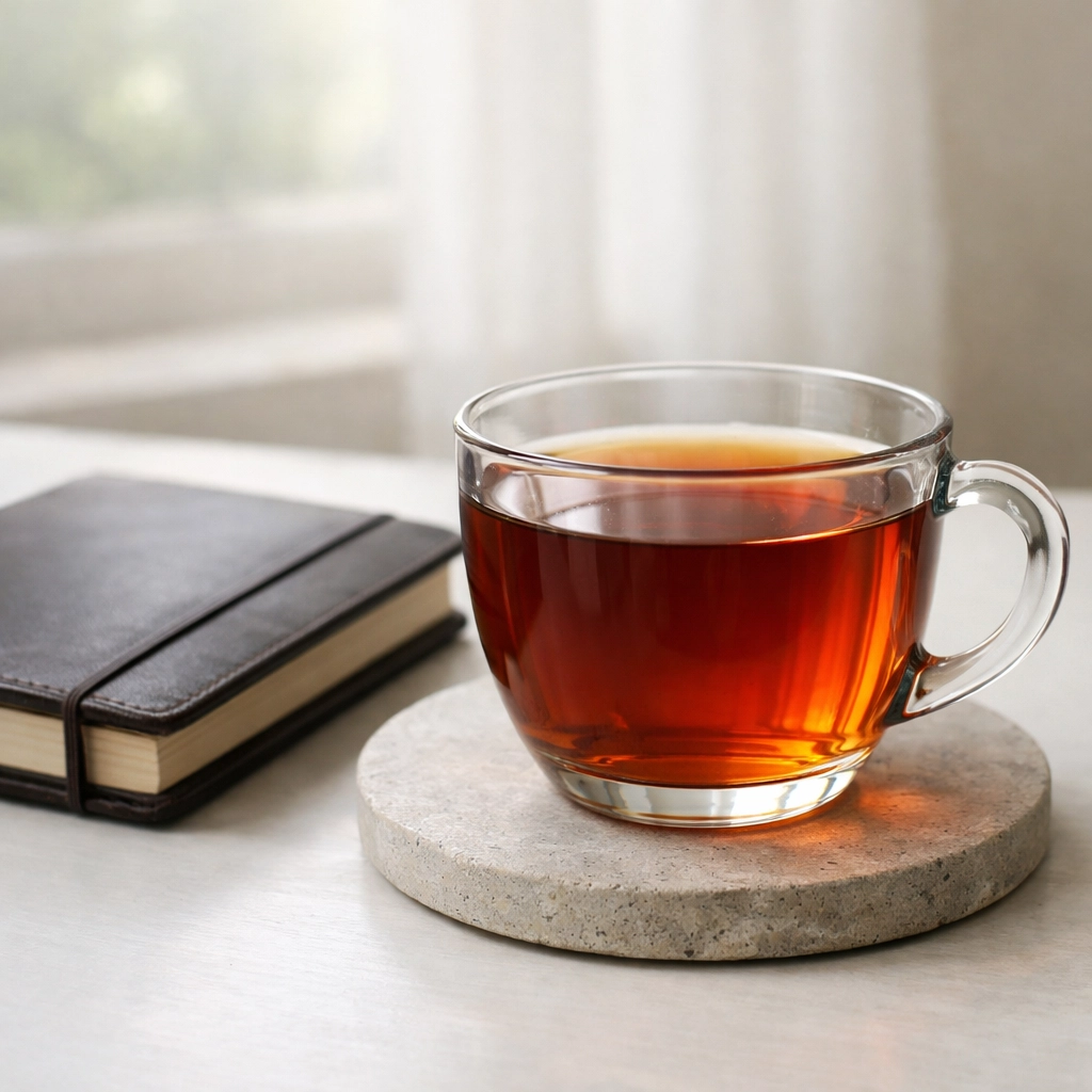 A cup of tea and a journal in a peaceful setting for mental wellness and reflection during treatment.