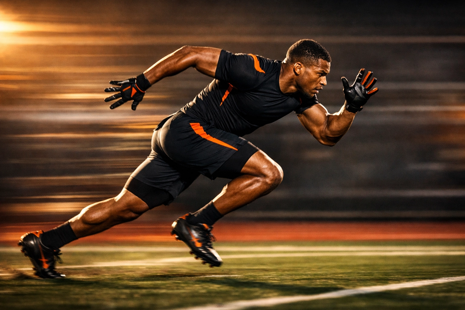 Football player sprinting for vertical jump improvement and fast-twitch development