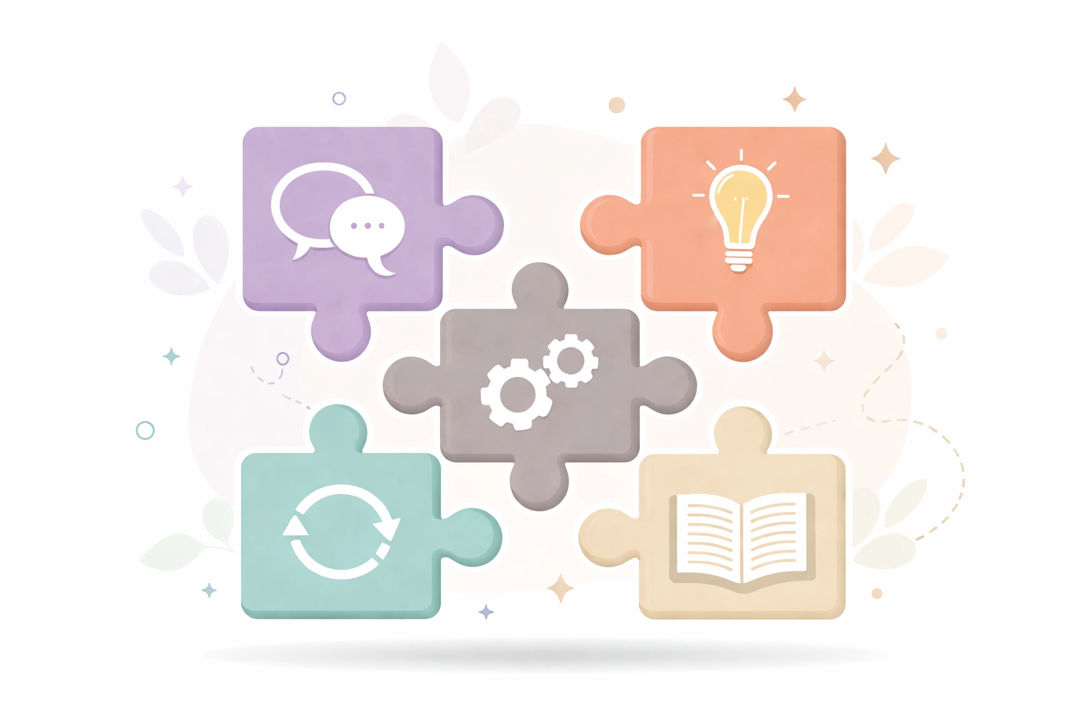 Puzzle pieces with icons for communication, critical thinking, and adaptability reflecting key Canadian workforce soft skills