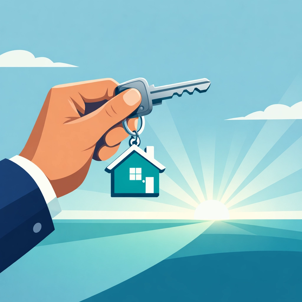 Llaves de casa nueva simbolizando el éxito de reparar el crédito para comprar casa.