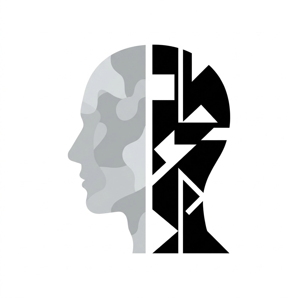 Anatomy and Contrast: Minimalist illustration of human profile silhouette showing structural placement