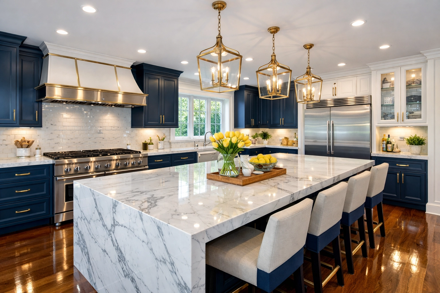 Gourmet kitchen with shiny surfaces after a professional deep cleaning service in Marlborough Massachusetts.