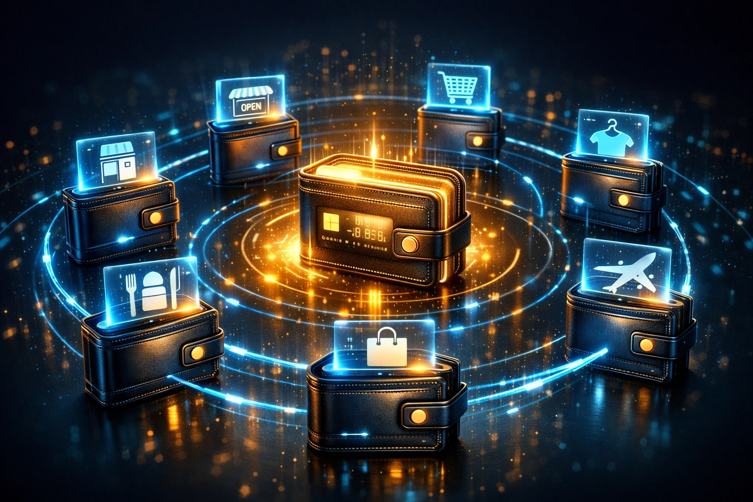 Master wallet connected to multiple sub-wallets for merchant payment organization and tracking