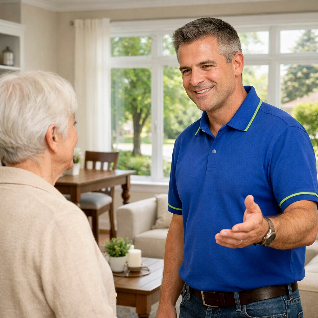 Junk GTA owner Roman K providing a compassionate estate junk removal consultation in a Simcoe County home.