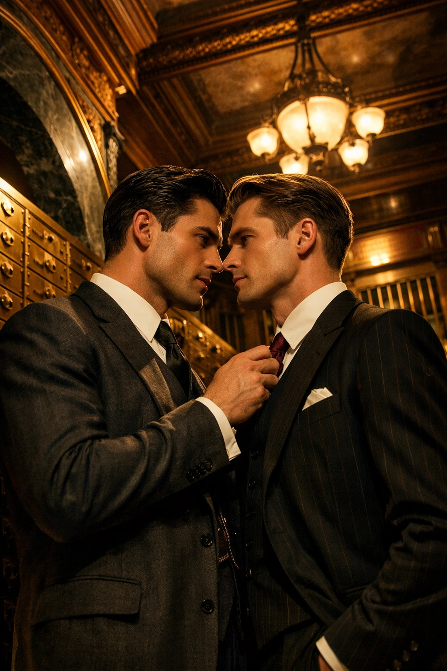 Two gay bankers share forbidden moment in 1920s Swiss bank vault - MM historical romance