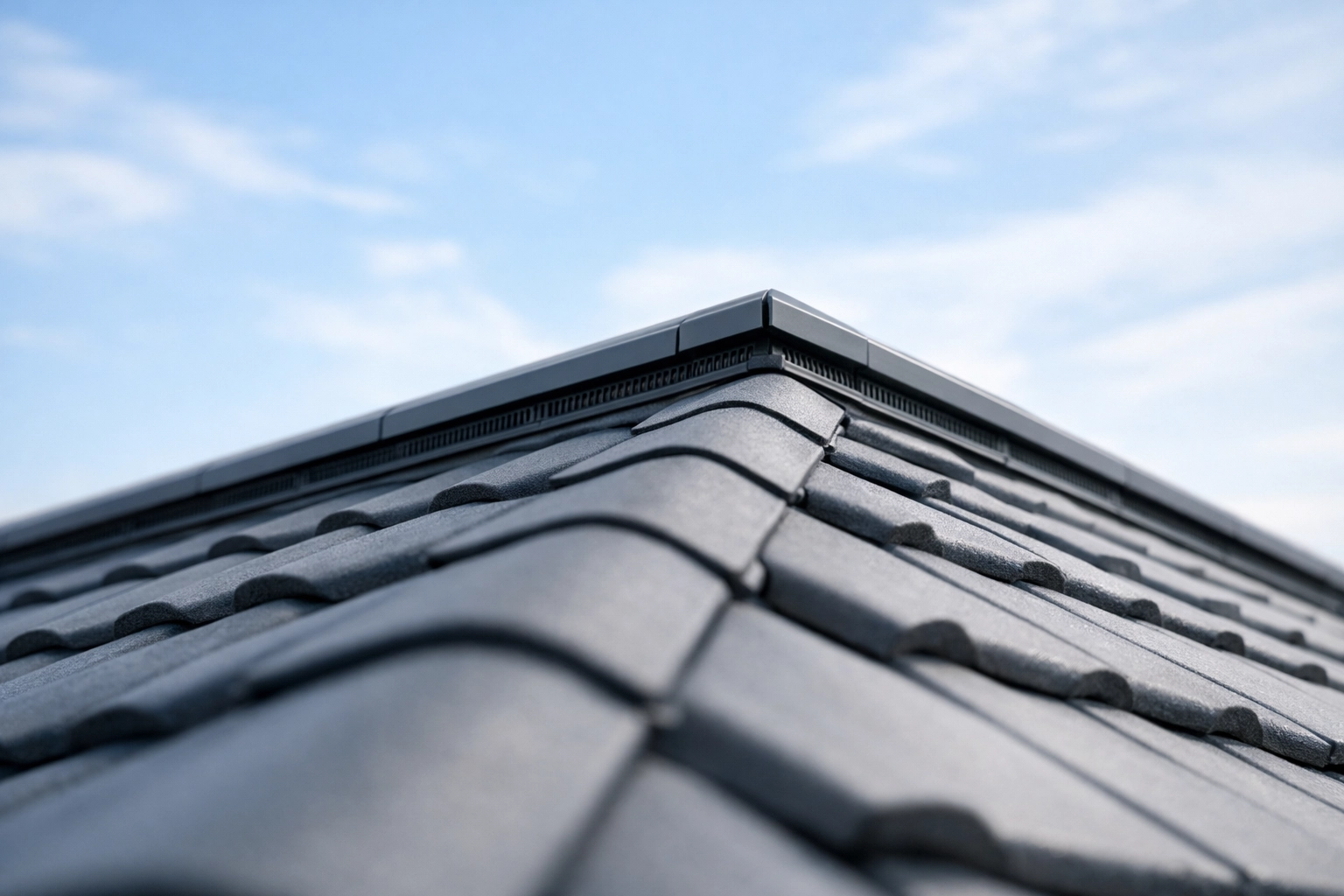 Professional roof ventilation installation on a modern tiled roof to prevent attic condensation.