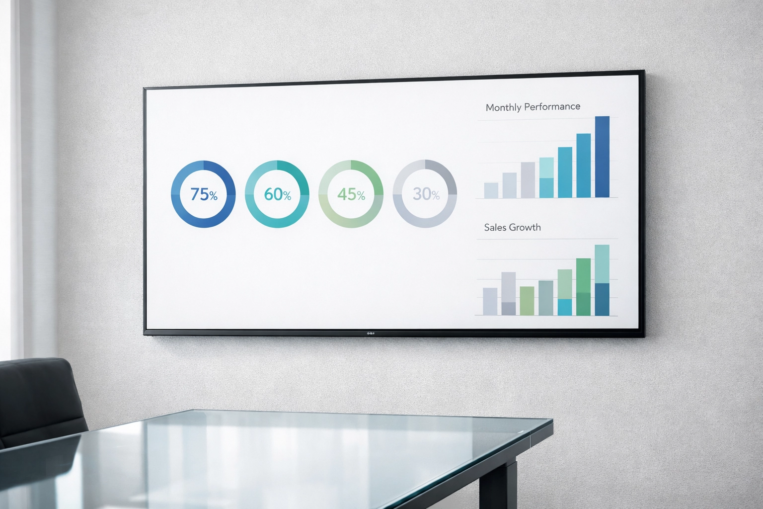 Digital wall display showing real-time tax office analytics and performance reporting metrics for EROs.