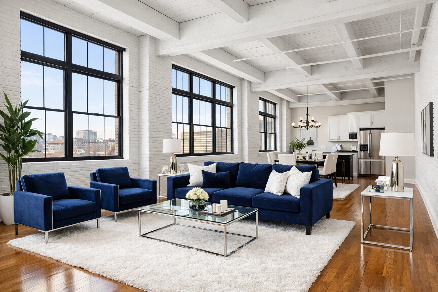 A pristine downtown Worcester loft highlighting the results of a professional residential cleaning MA service.