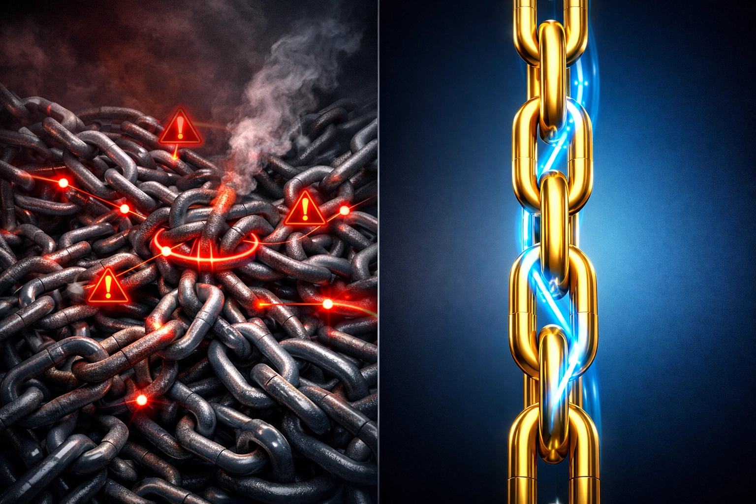 Blockchain dependency comparison showing congested networks versus independent LareBlocks performance