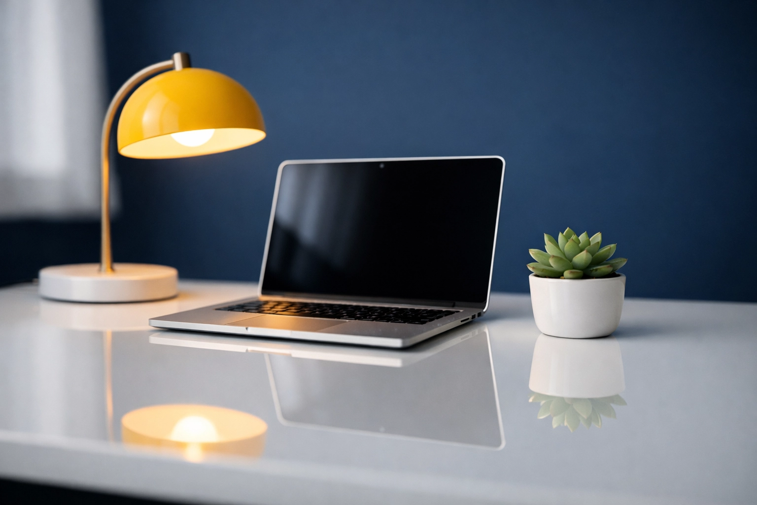 Professional deep cleaning of a minimalist home office desk to reduce stress and improve focus and productivity.