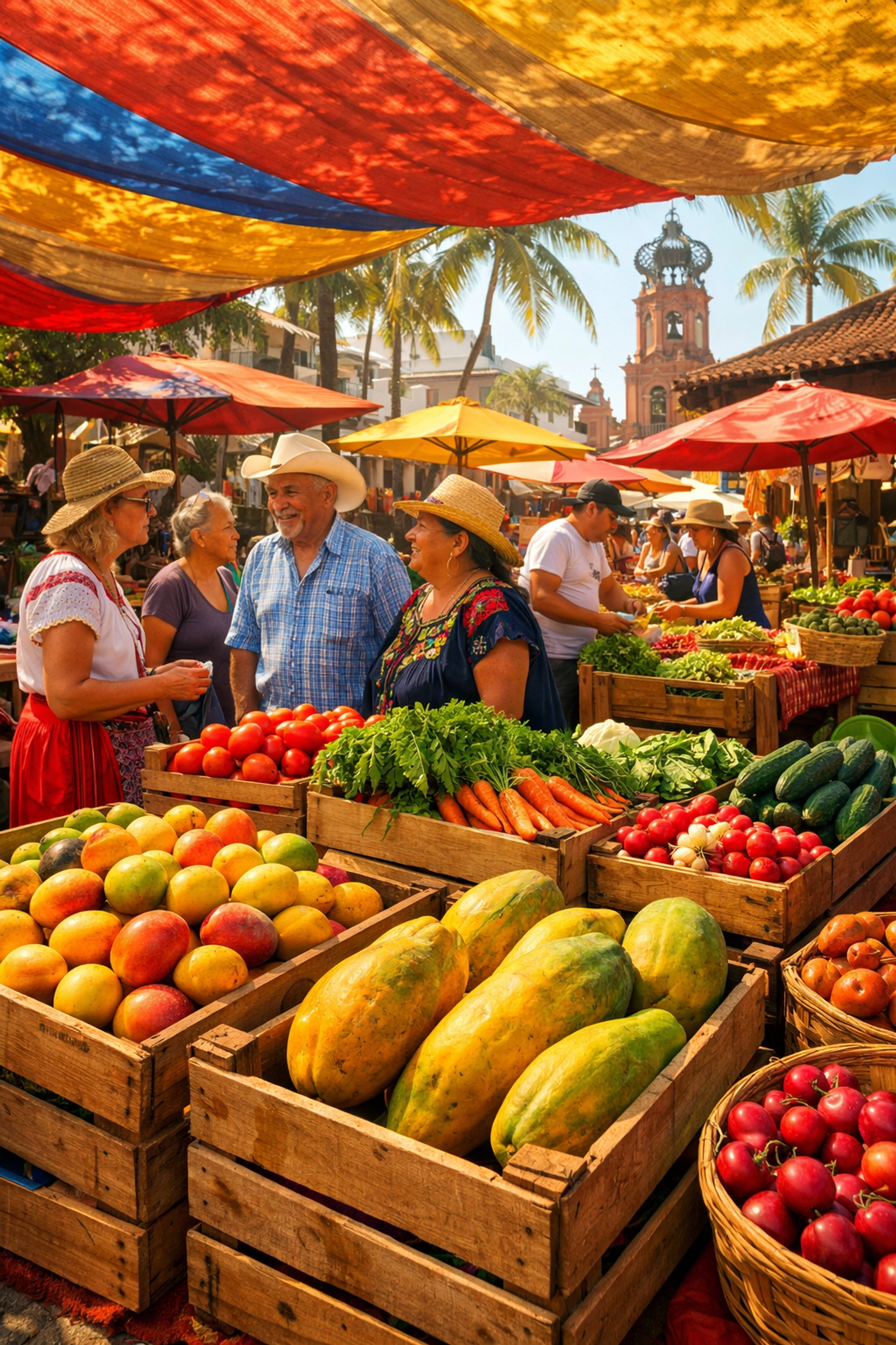 Puerto Vallarta farmers market with fresh local produce and vendors
