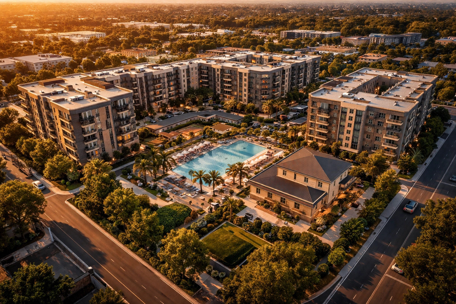 Luxury multifamily real estate development showing income stability for accredited investor portfolios