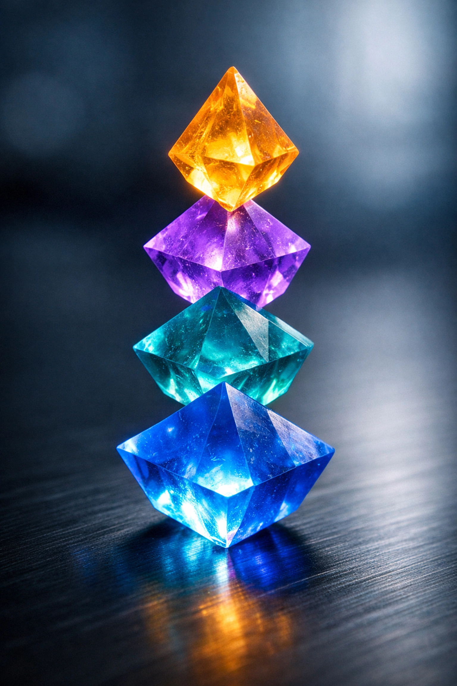 Colorful glowing crystals symbolizing a multi-dimensional framework for assessing business technology vendors.