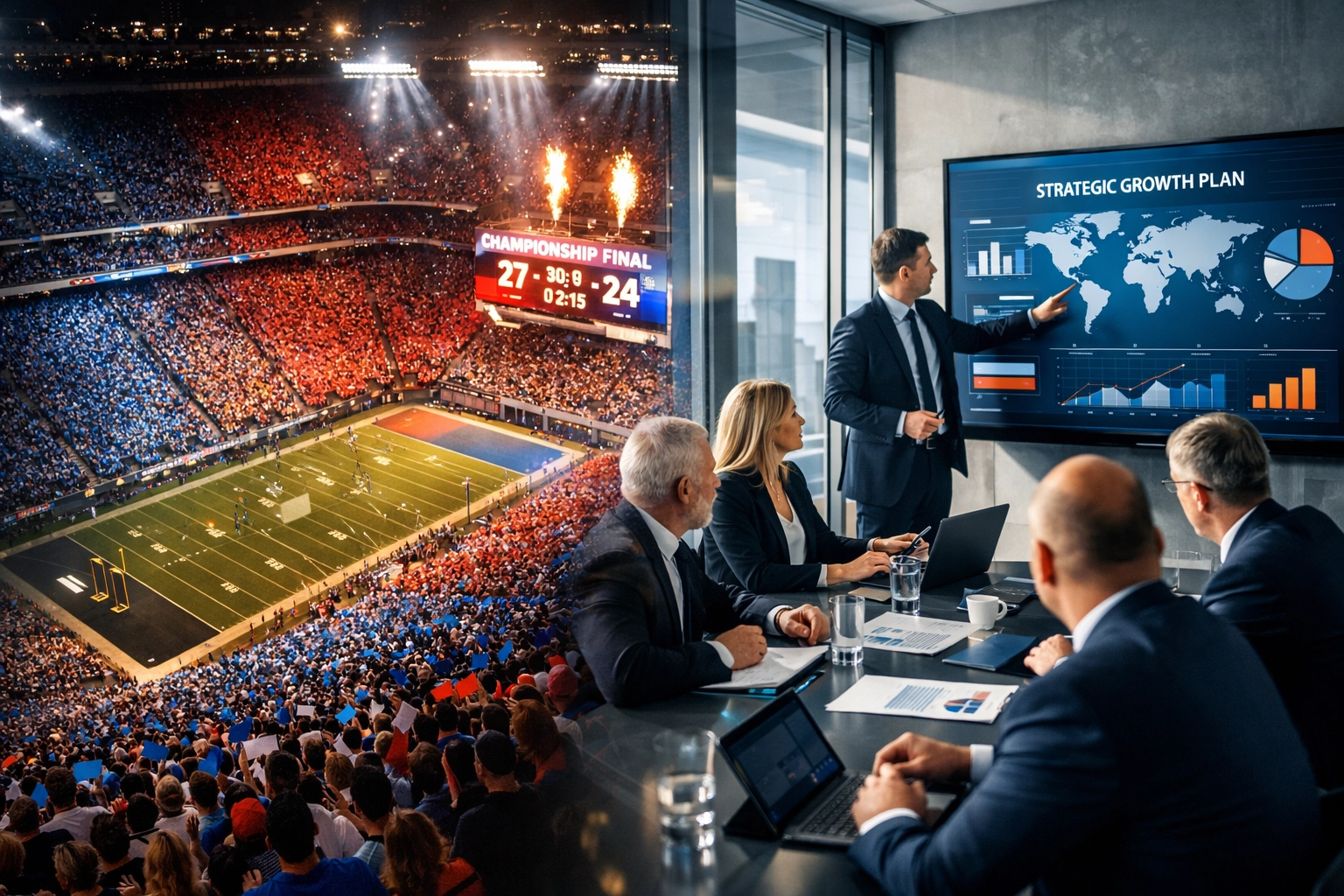 Stadium event management translated to corporate boardroom strategy for measurable ROI
